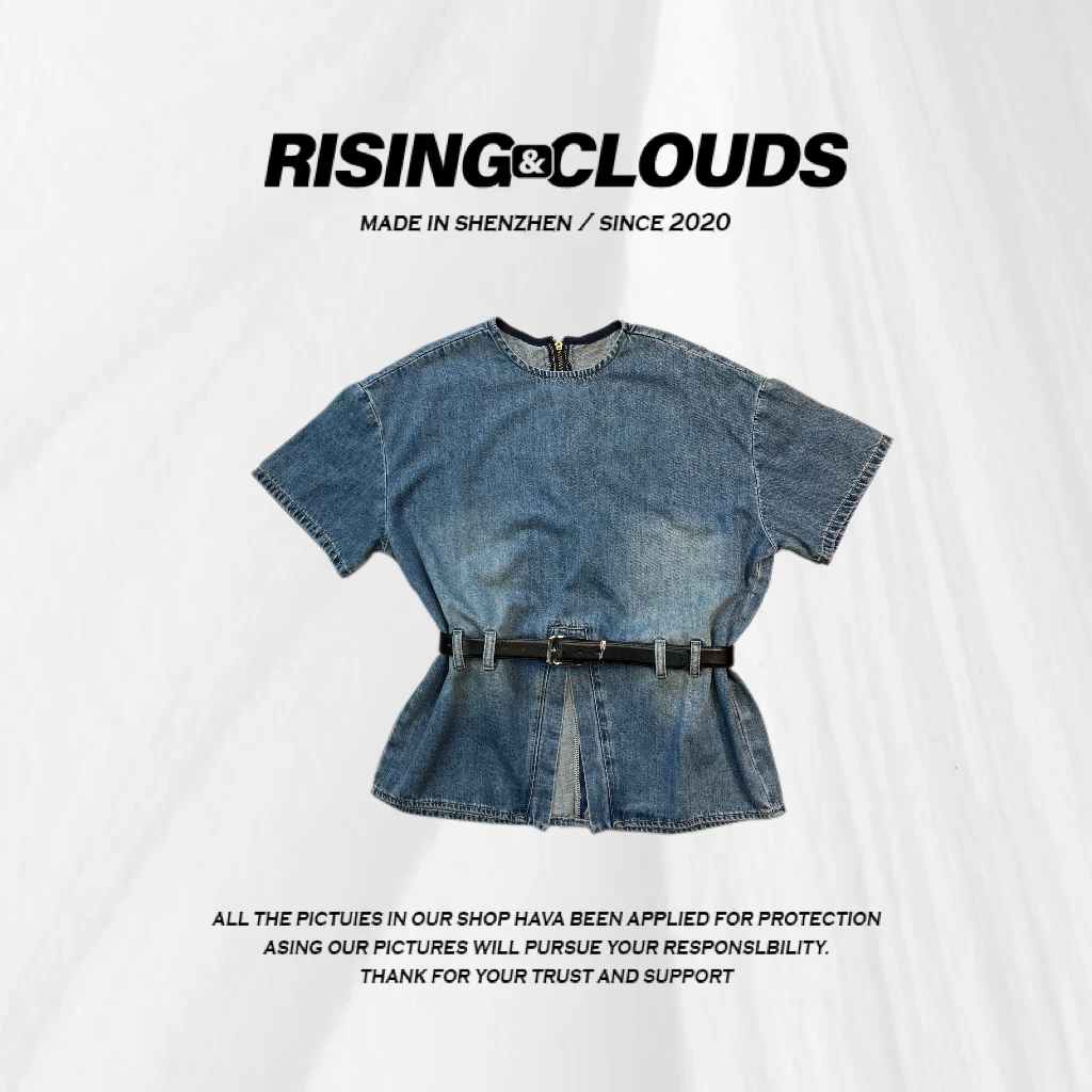 RISING&CLOUDS小云姐【不可或缺】高级时尚夏季短袖牛仔上衣040606