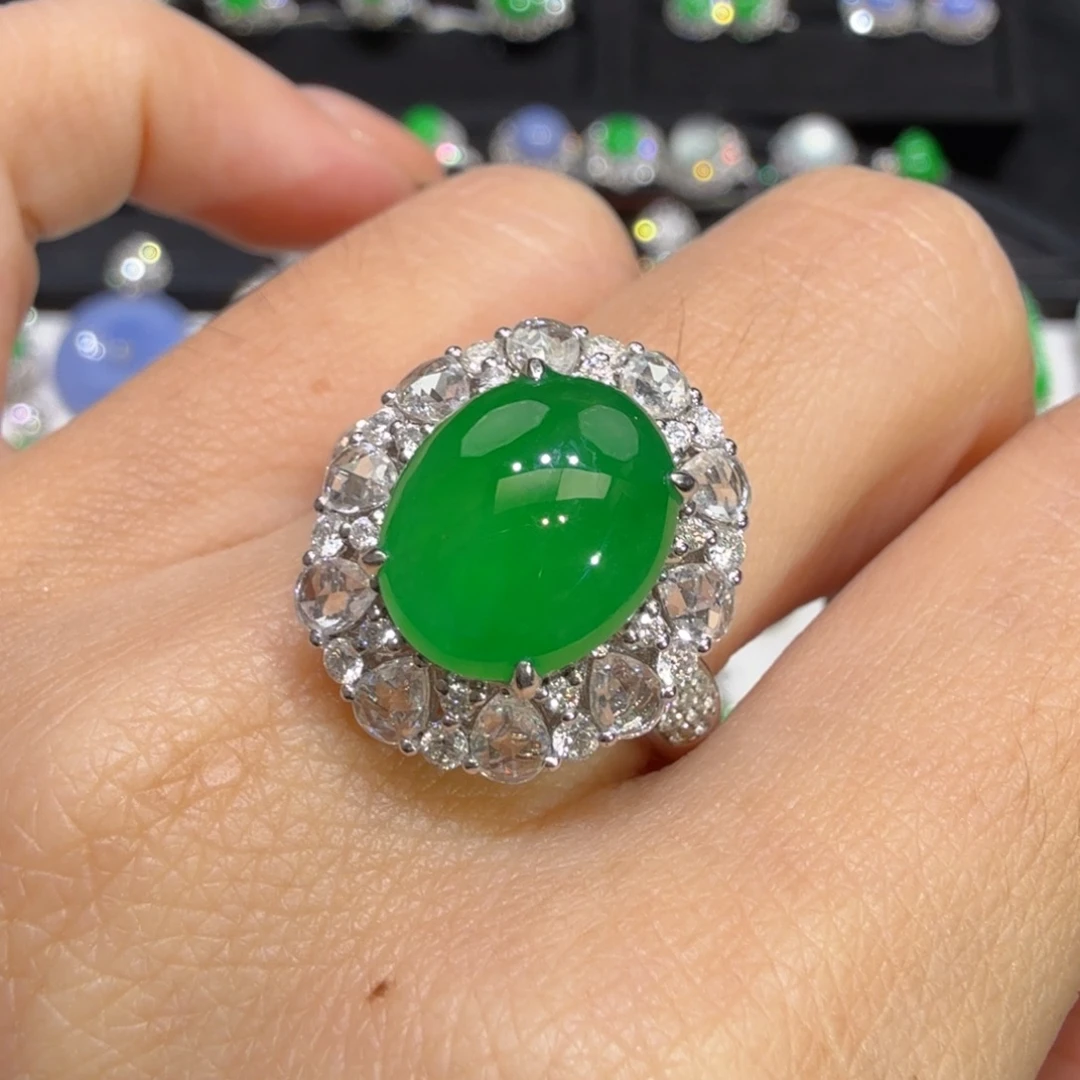 翡翠18K金镶嵌戒指48小时鉴赏期