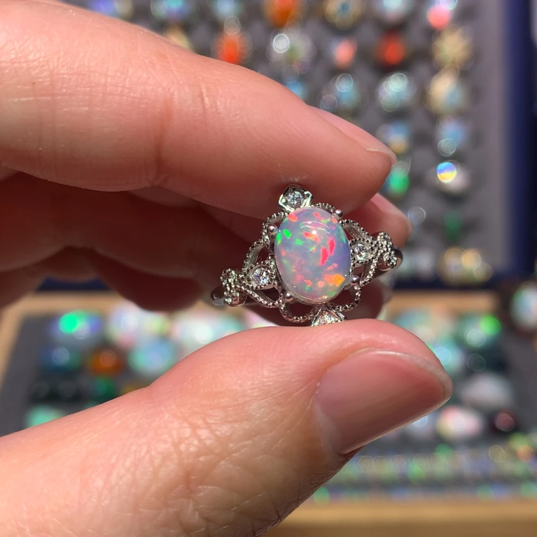 银S925镶嵌欧泊戒指款式