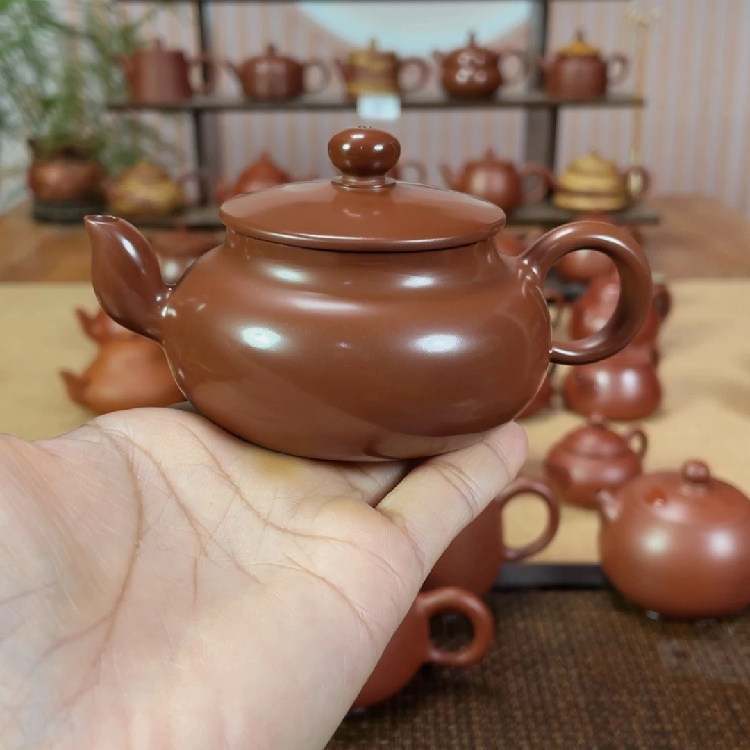 茶壶紫砂微***树潮州手工手拉朱泥水磨君德壶
