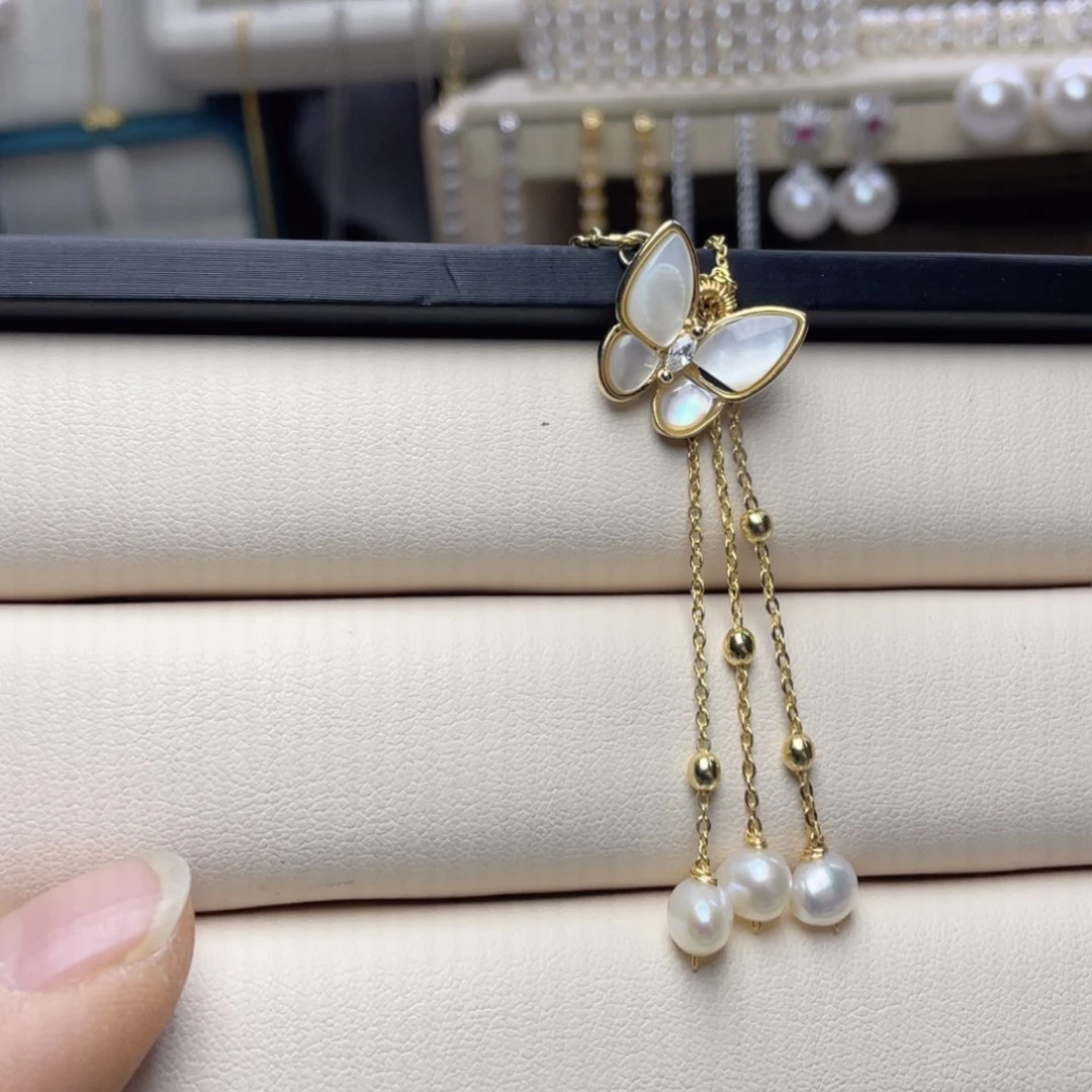 银S925镶嵌珍珠手链淡水珍珠