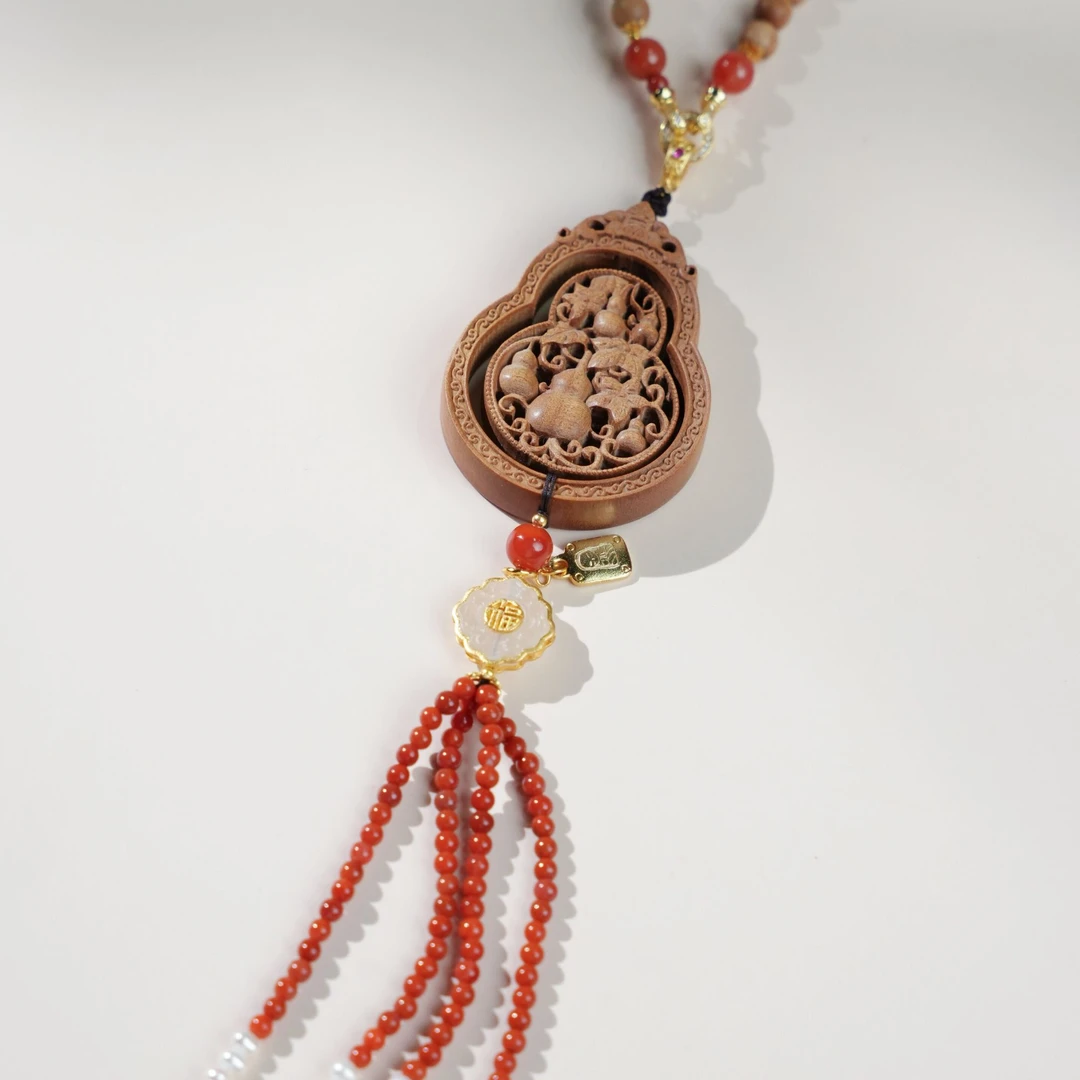 【十里红妆】老山檀黑肉横纹老料6mm南红璎珞项链XMCSJGPK-029