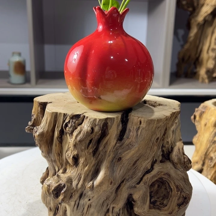 木石榴木榴疤底座摆件