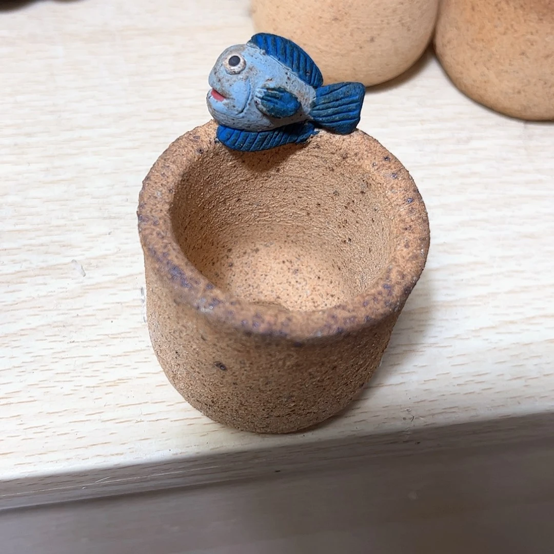 泥塑古镇炻陶花盆