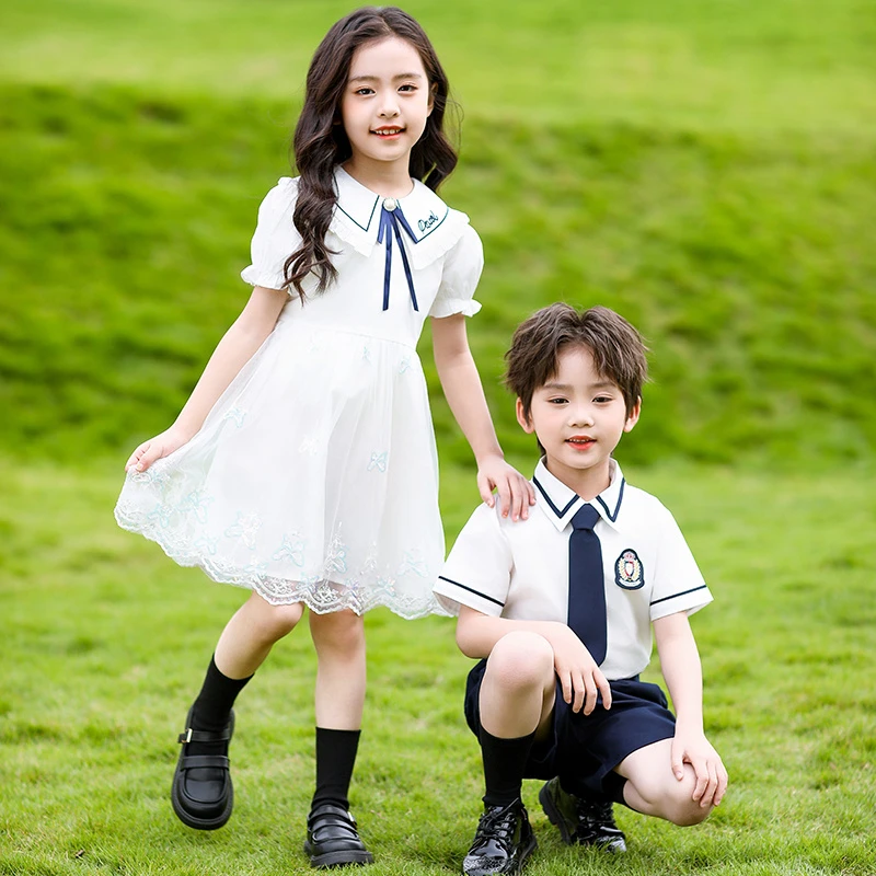 幼儿园园服夏装英伦风毕业照服小学生班服夏季诗歌朗诵合唱演出服