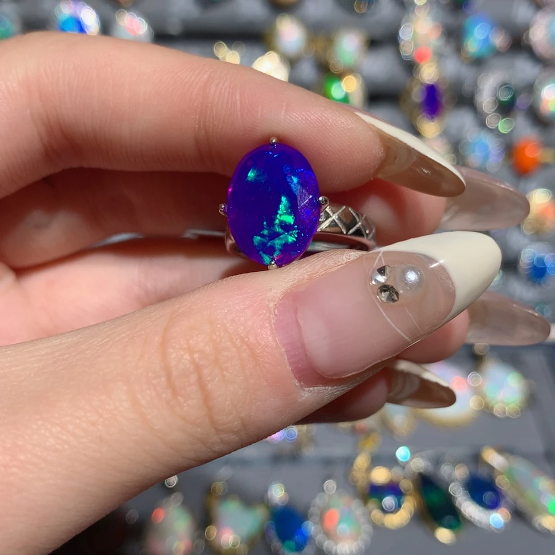 欧泊福利戒指w银S925镶嵌薇**特