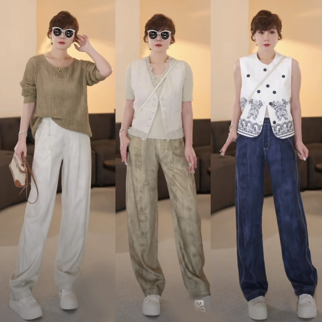 水木夫妻”植萃扎染“天丝亚麻 扎染工艺春夏百搭 直筒裤长裤