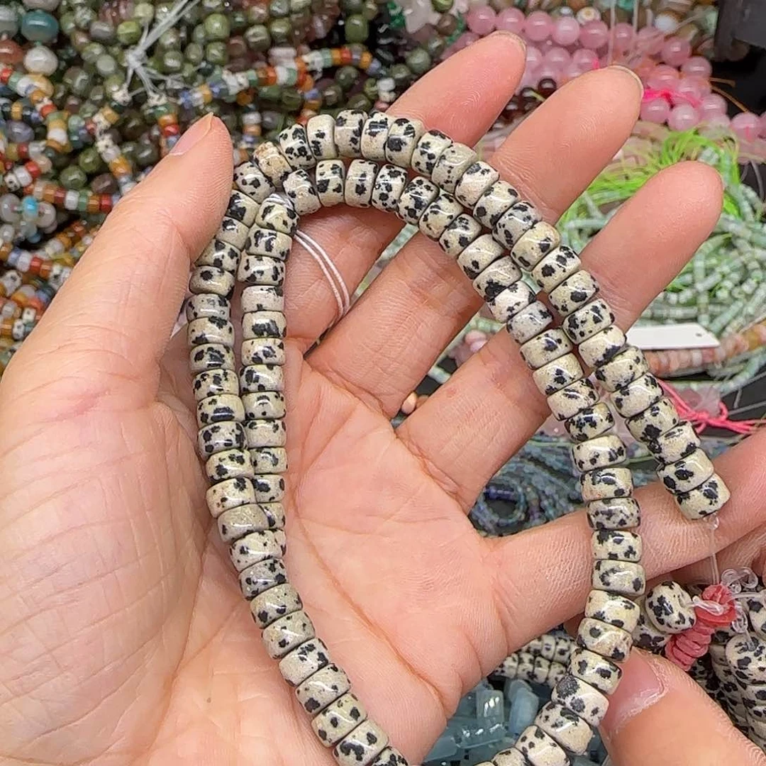 玛瑙/玉髓合金珠宝半成品斑点石7mm一条剁珠
