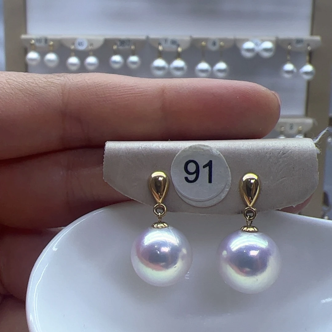 淡水珍珠耳饰18K金镶嵌