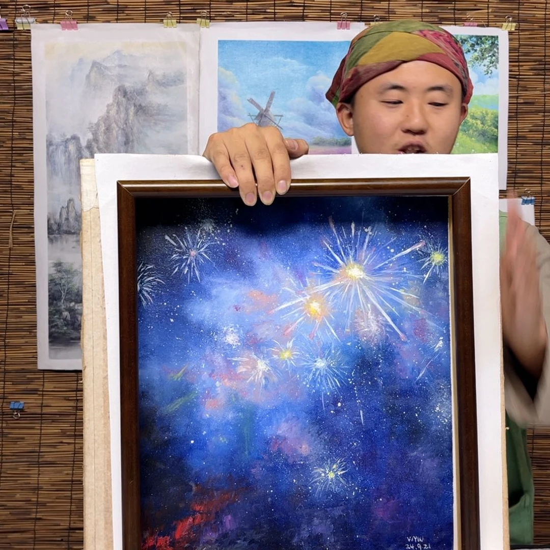 油画行路人小院绘画作品竞拍