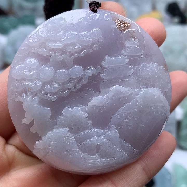 翡翠未镶嵌颈饰山水两面观音福利洒黄翡福利卡厚11.8