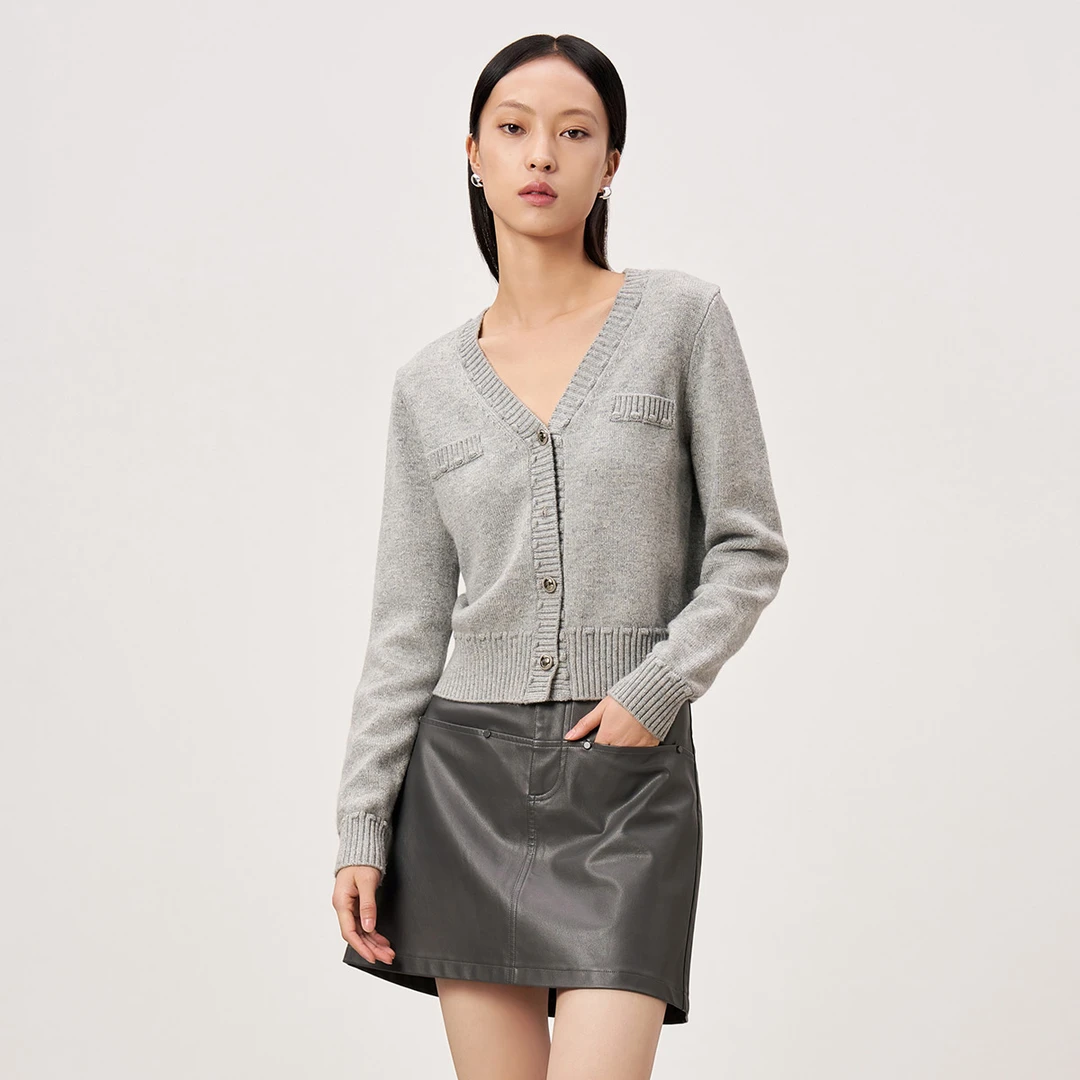 Dekashell/迪卡轩2025春季新款针织衫开衫女F218123