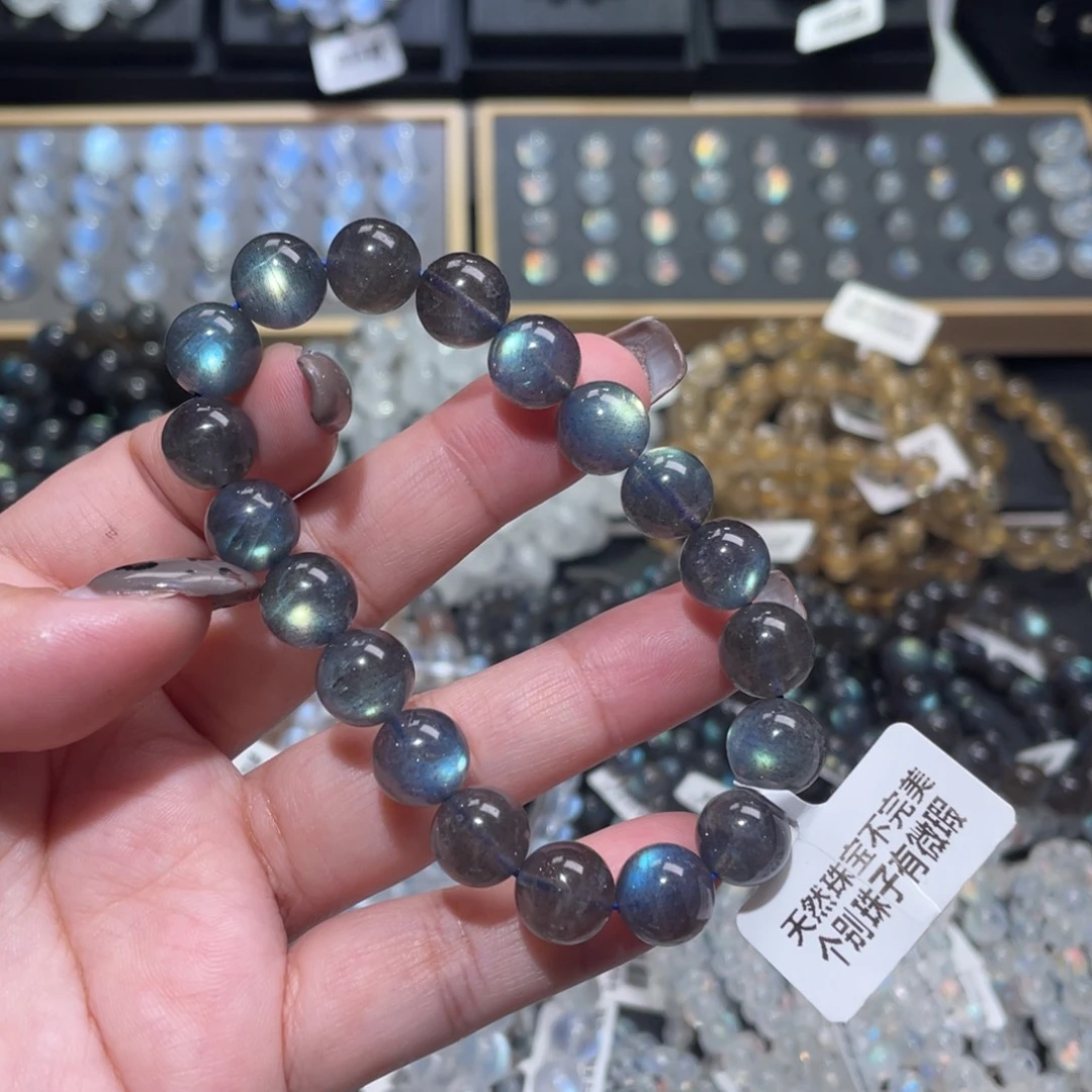 手链未镶嵌长石马岛黑体灰月光手链10mm