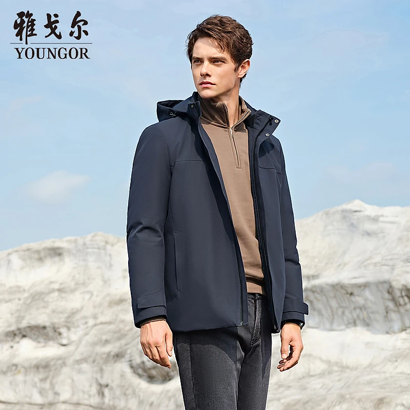 【90白鹅绒】雅戈尔冬季新款男款休闲连帽加厚保暖秋冬羽绒服外套