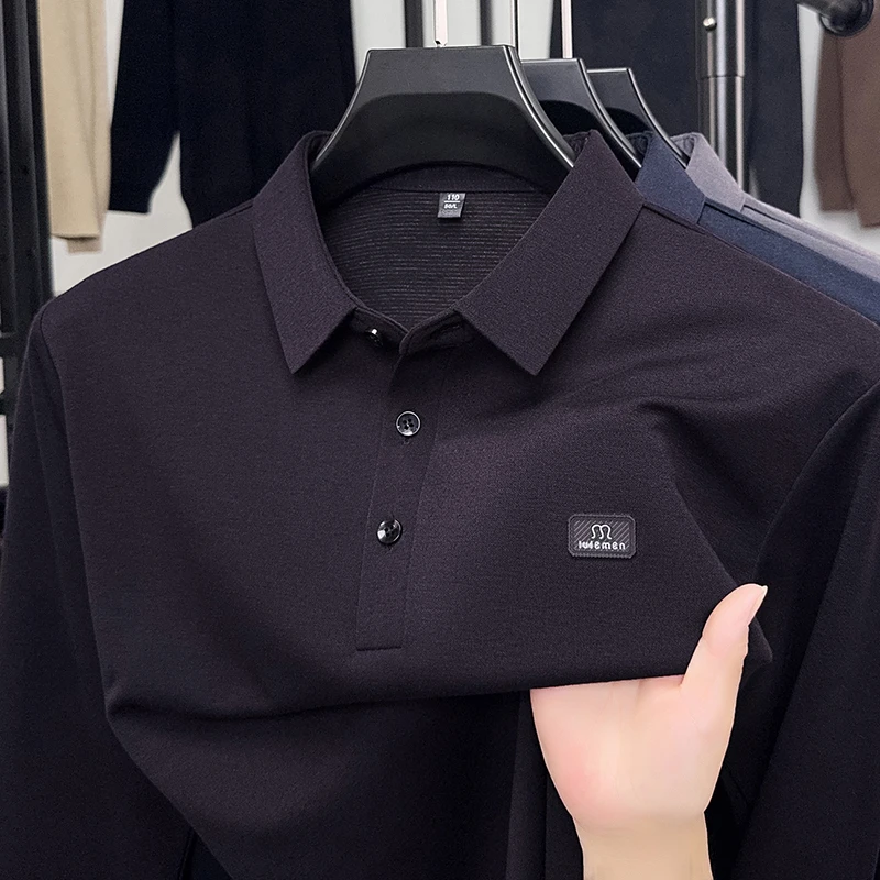 【绵羊毛+桑蚕丝】男士翻领秋季高档时尚百搭休闲舒适长袖Polo衫
