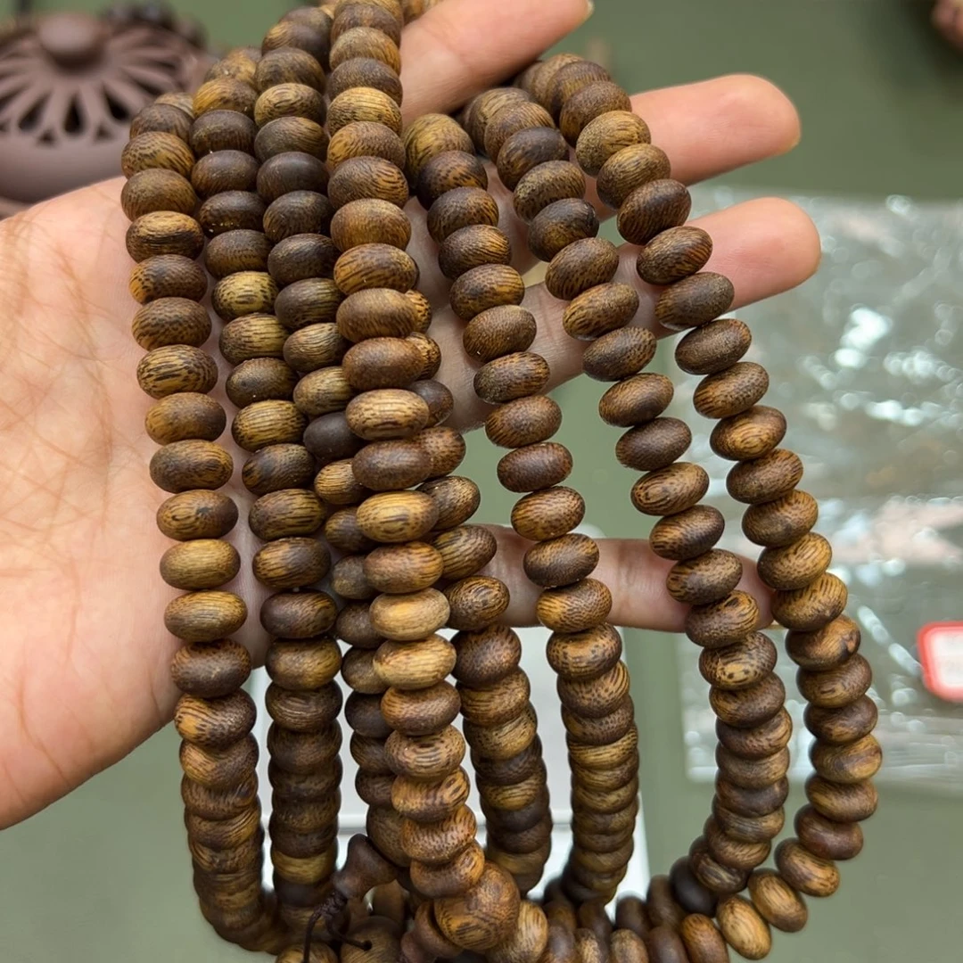 沉香手串乌身算盘珠卡1.0/15g双圈多样性发一