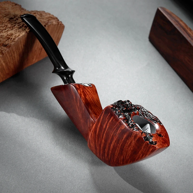 PL210 20*38 3MM均插西班牙皮料随型石楠木手工烟斗硫化橡胶斗嘴