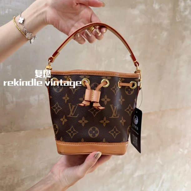 95新 LouisVuitton/路易威登 复燃精选/老花小水桶nano无肩带