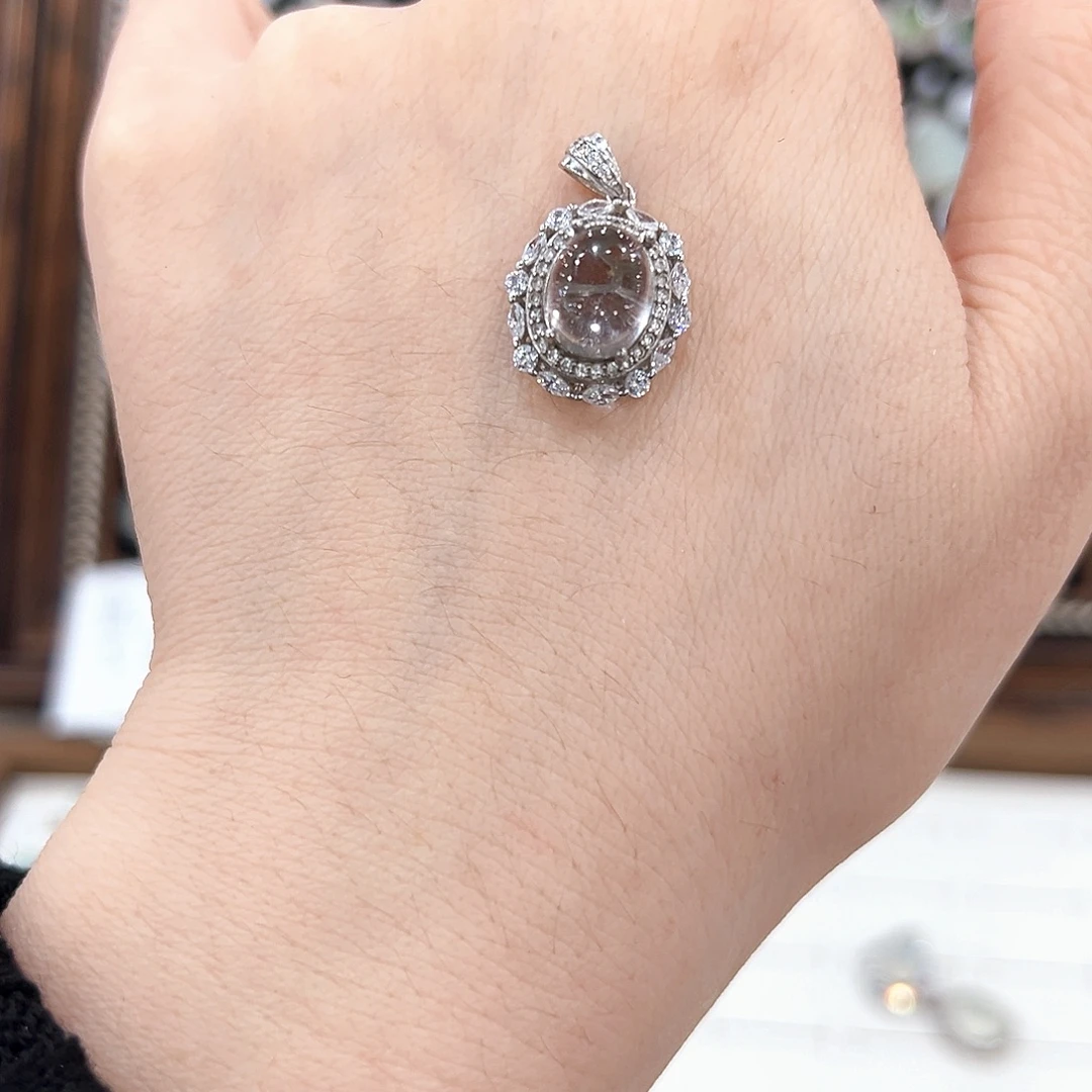 蛇纹石玉银S925镀金镶嵌戒指