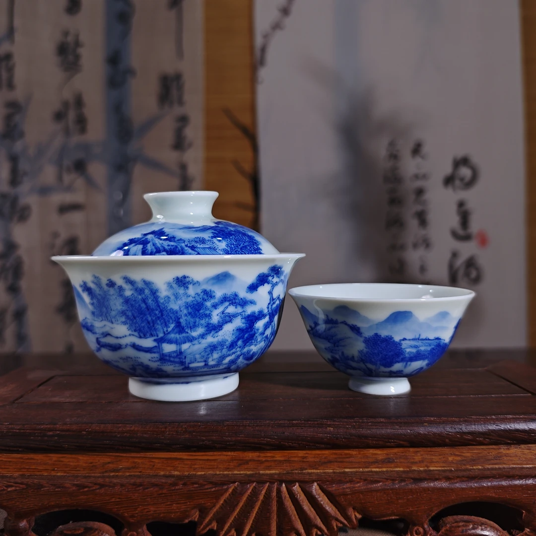 春节必备【山水套组】景德镇春手工手绘山水套组