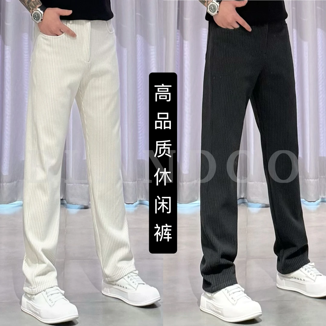 BLANDOO  “条纹休闲裤”  男士冬季简约百搭保暖直筒休闲裤66318