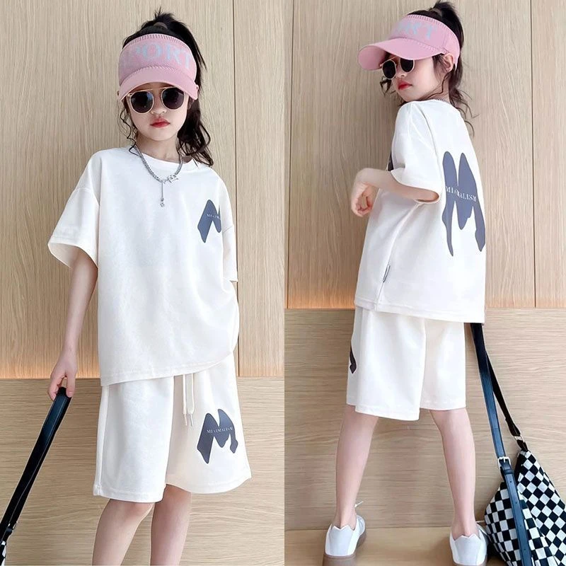 女童夏装套装2025新款洋气时髦中大童衣服儿童夏季运动短袖套装