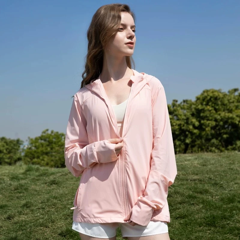 夏季户外骑行防晒衣女防紫外线运动外套长袖轻薄透气速干冰感口袋