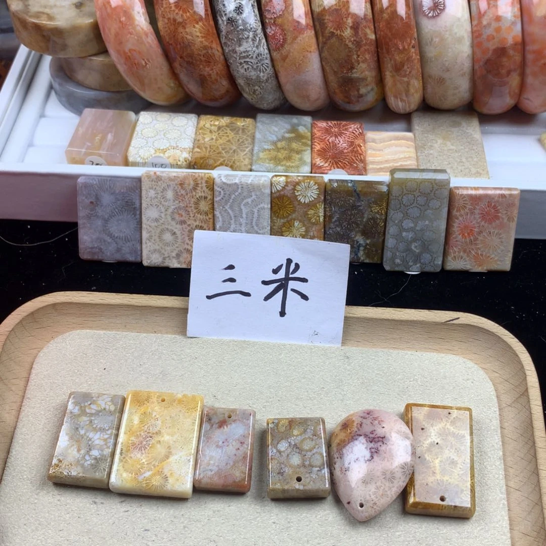 蒜***机硅化珊瑚（珊瑚玉）未镶嵌颈饰