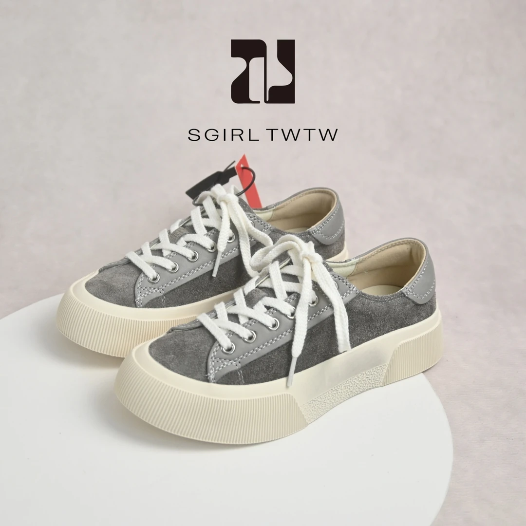 SGIRL TWTW日系厚底翻毛皮鞋2025新款轻软户外百搭基础简约板鞋女