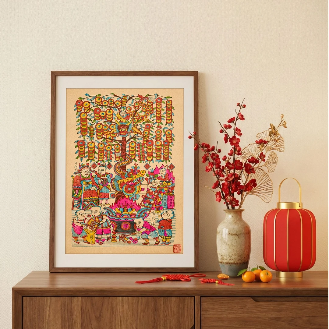 年画2026非遗手工画家居客厅玄关入户装饰新年财神爷摆件送礼贴画
