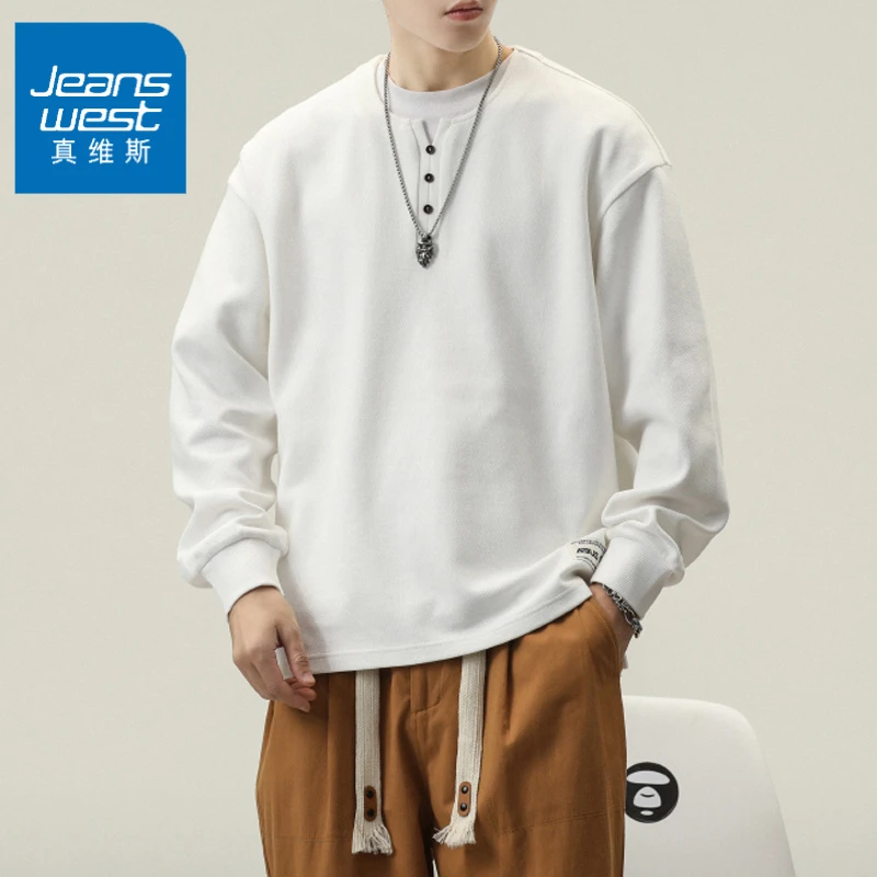 真维斯卫衣男秋季宽松圆领套头上衣2022新款潮流百搭男士休闲