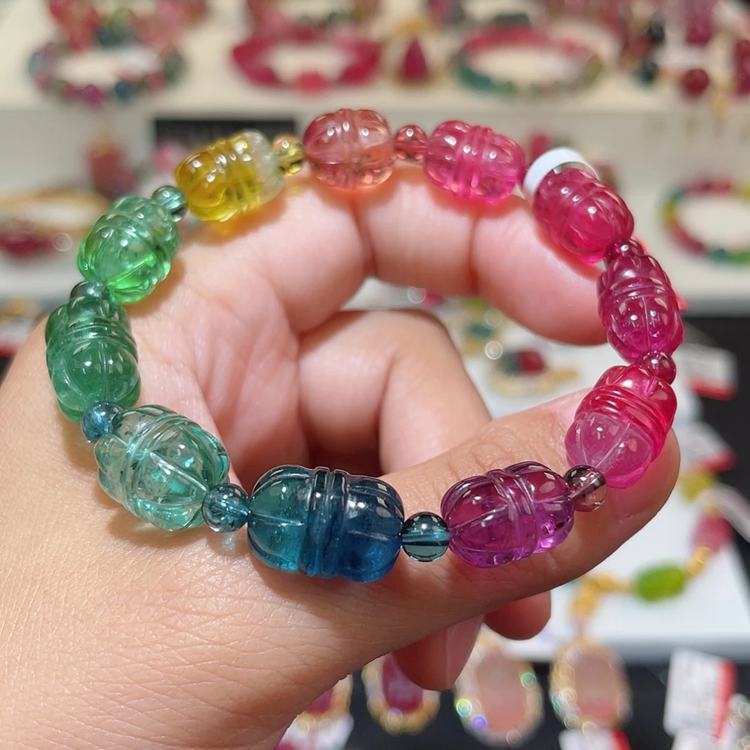碧玺手链未镶嵌 色标级 莲花珠