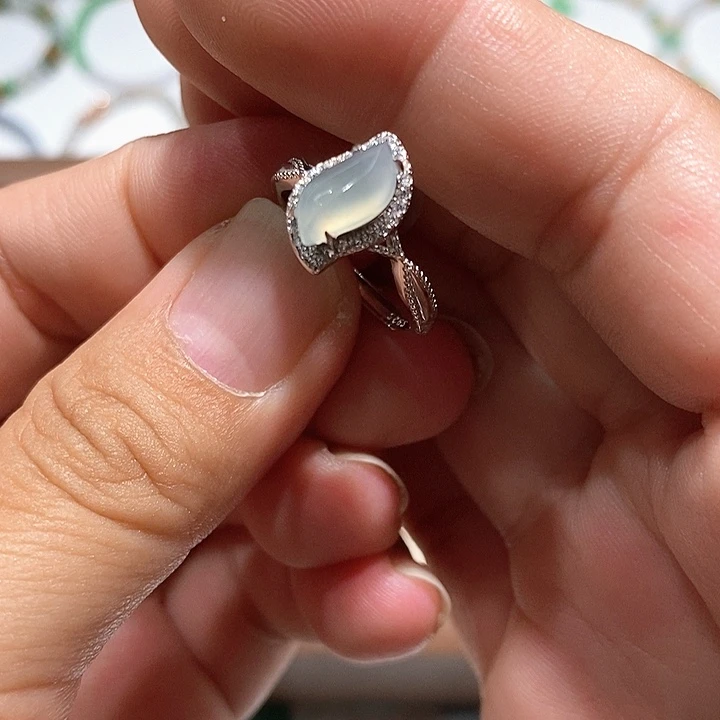 银S925镶嵌戒指翡翠50号