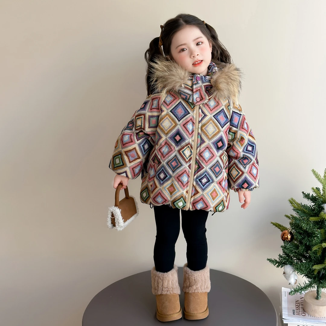 女童加厚棉衣儿童洋气时髦加厚棉袄外套小女孩宝宝秋冬装2025新款