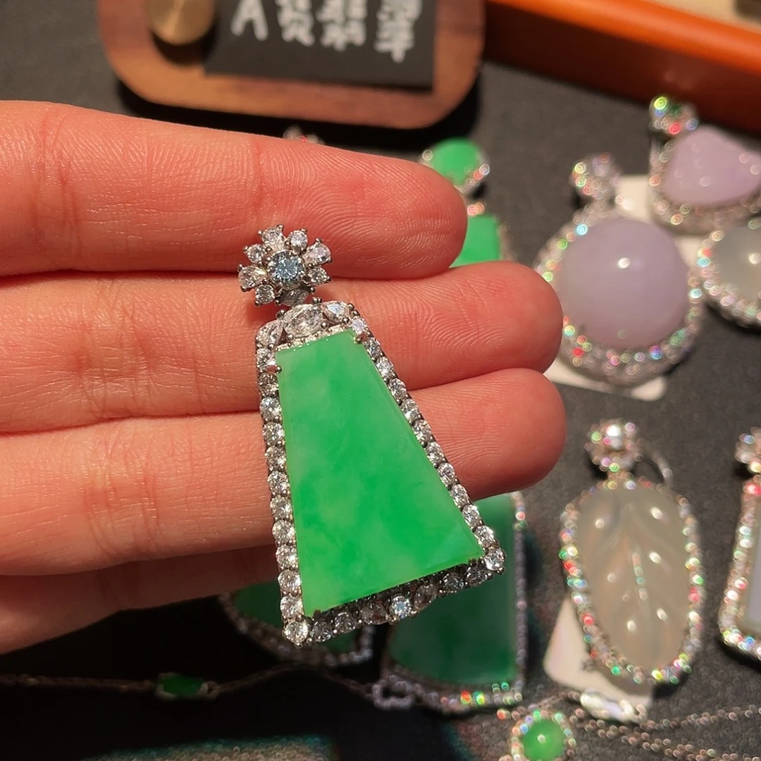 翡翠银S925镶嵌吊坠(不含链)