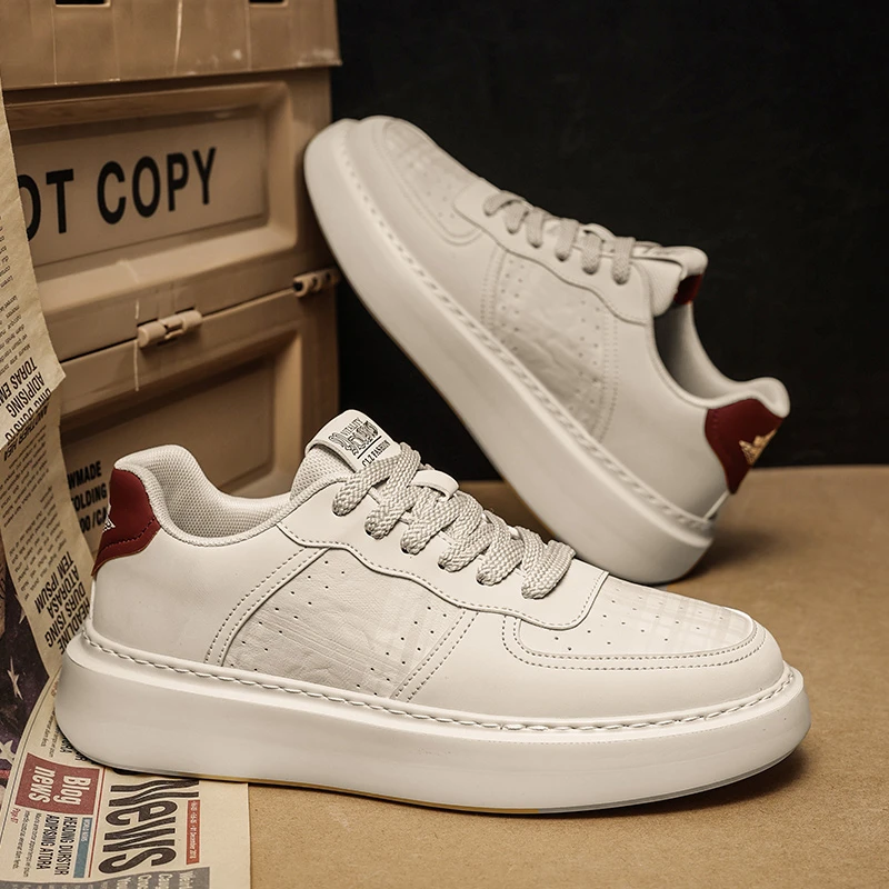 【爆款推举】春季新款皮面低帮休闲小白鞋板鞋百搭潮流韩版男士鞋