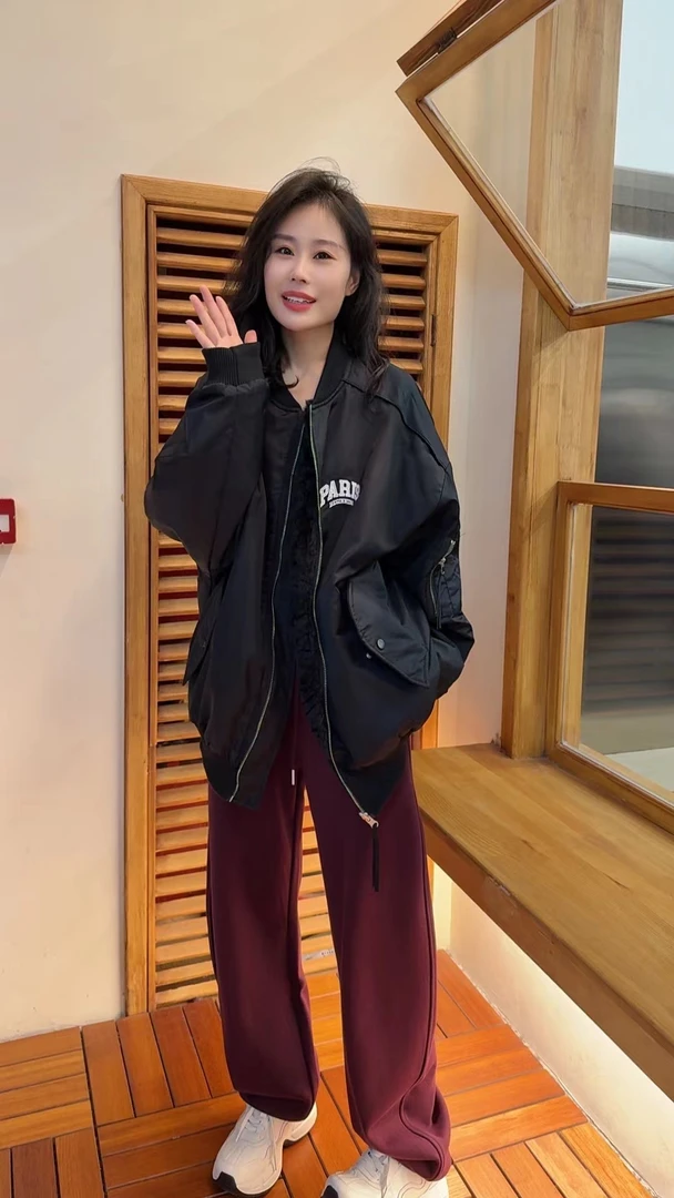 Miss Huo 飞行夹克两面穿外套  A 6826