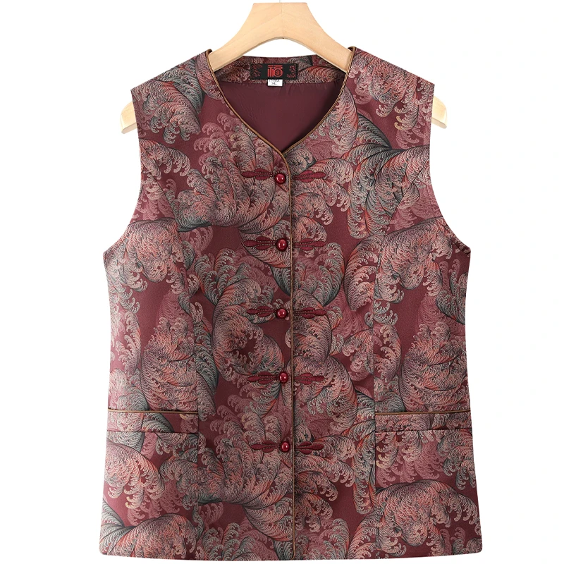 中老年女装春秋马夹大码妈妈装秋冬款加绒加厚背心坎肩奶奶装马甲