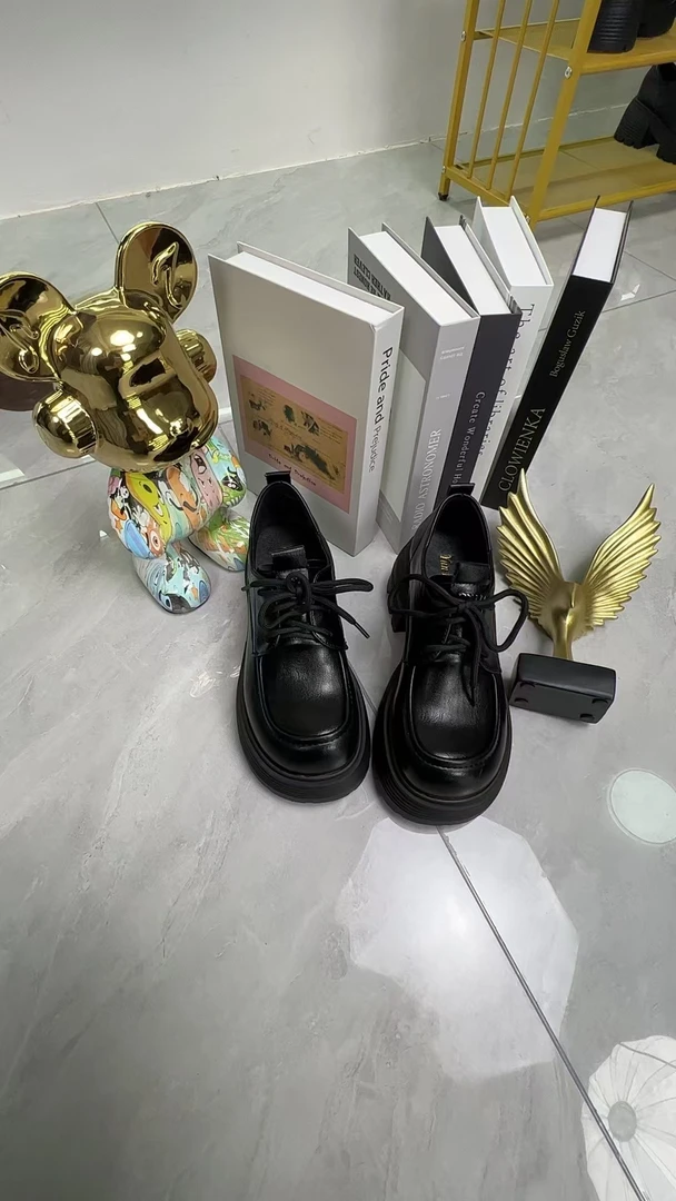 新款显脚小高跟乐福女单鞋2025年系带英伦风小皮鞋厚底增高