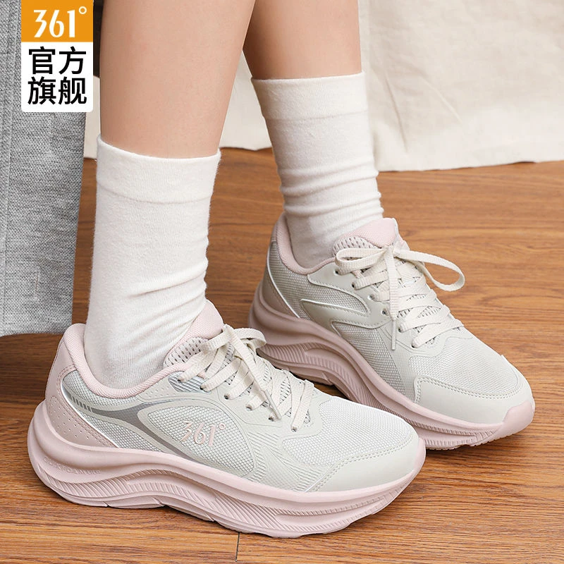 361度星跃网面透气厚底运动鞋轻便鞋减震跑鞋跑步鞋冬季新款女鞋