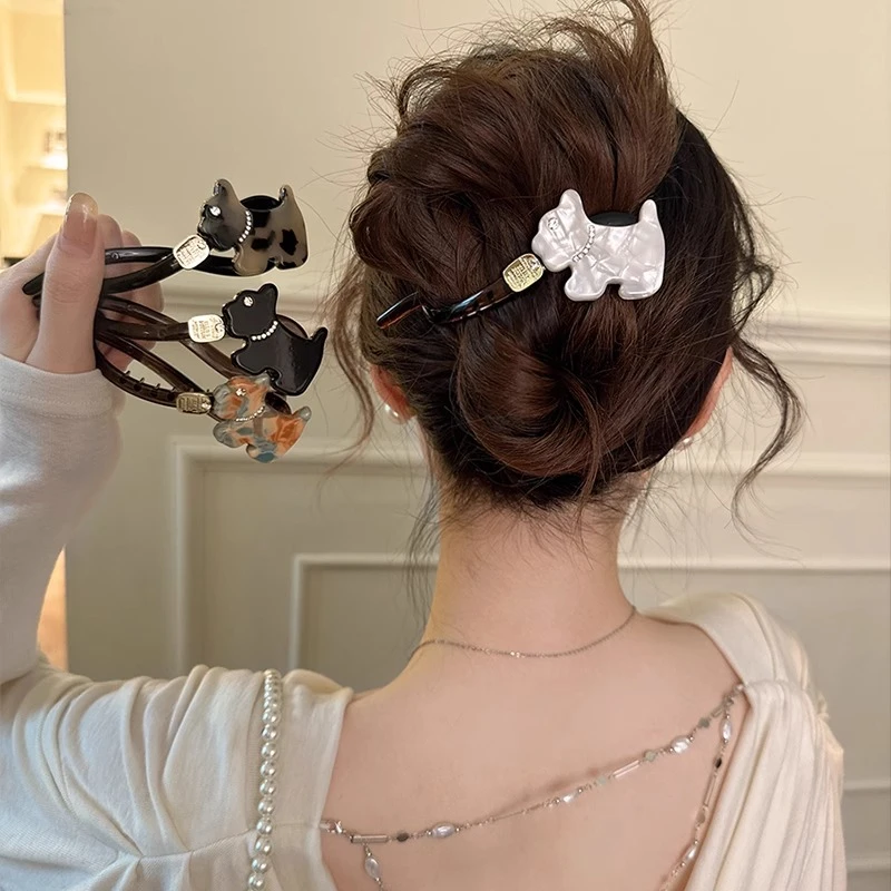 韩系小狗一字夹扭扭夹女高级感后脑勺头饰2025新款气质盘发夹
