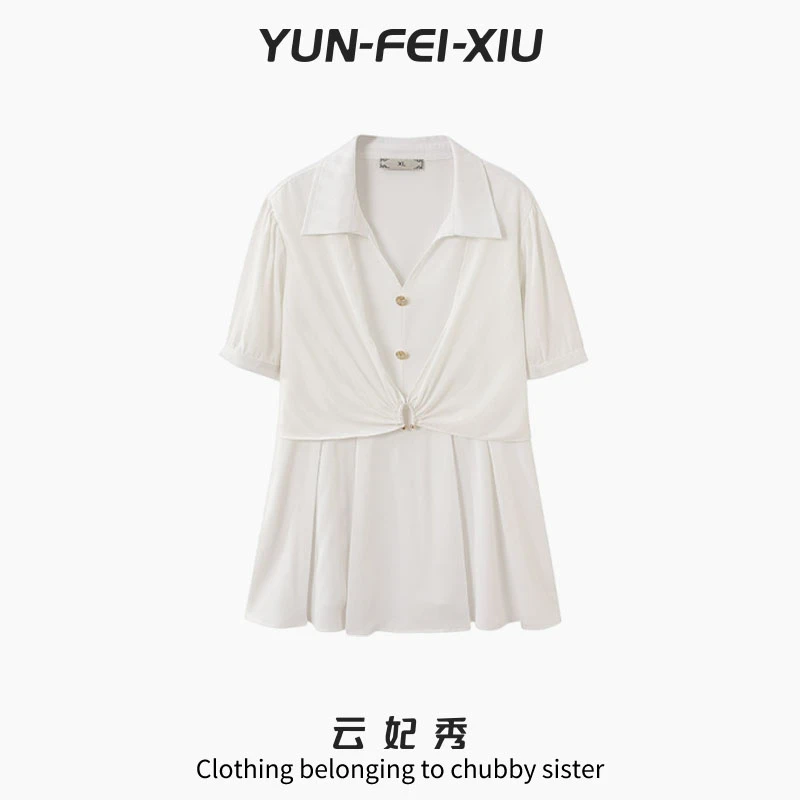 云妃秀大码女装衬衫休闲气质百搭韩版舒适减龄显瘦微胖夏季2276