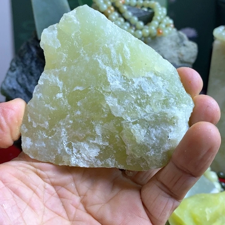 祁***歌蛇纹石玉未镶嵌珠宝岫玉原石蛇纹石玉