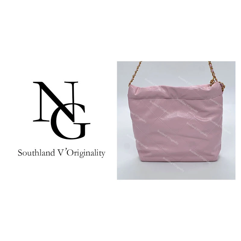 NG/17CM原创私定真皮包1109-珍珠垃圾袋小香-樱花粉