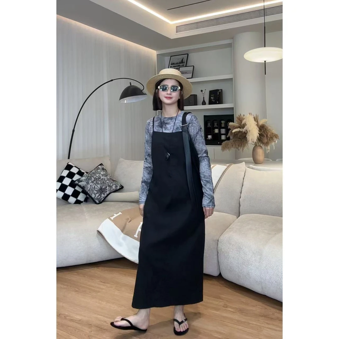 NANAKIKI【夏季必备】百搭时尚透气背带气质显纯色瘦连衣裙BDK-003