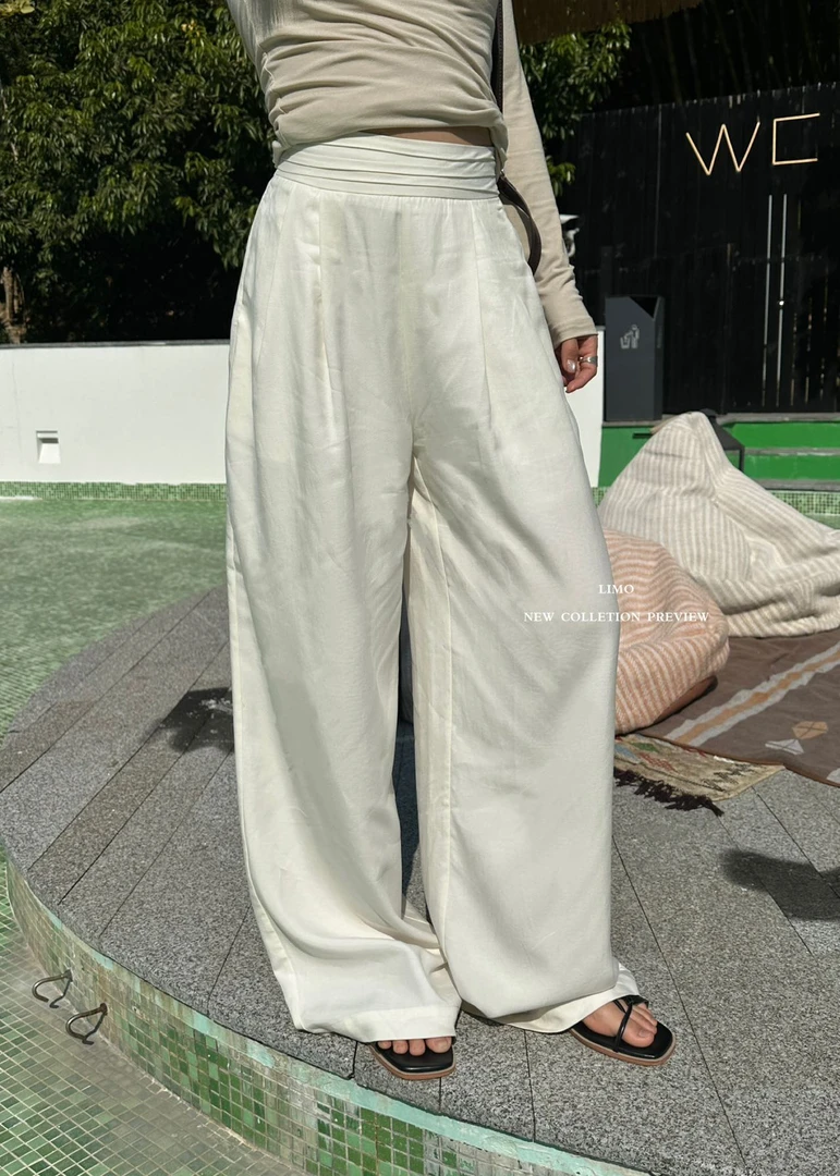 福秒-高腰的！有纹理感阔腿休闲裤（MO5546#）LIMO