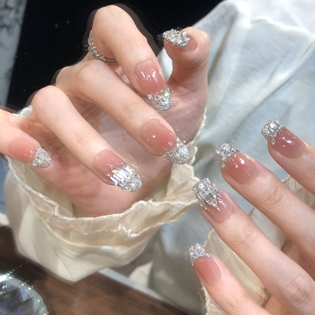 喵公子【冰雪城堡】纯手工穿戴甲可拆卸美甲光疗甲