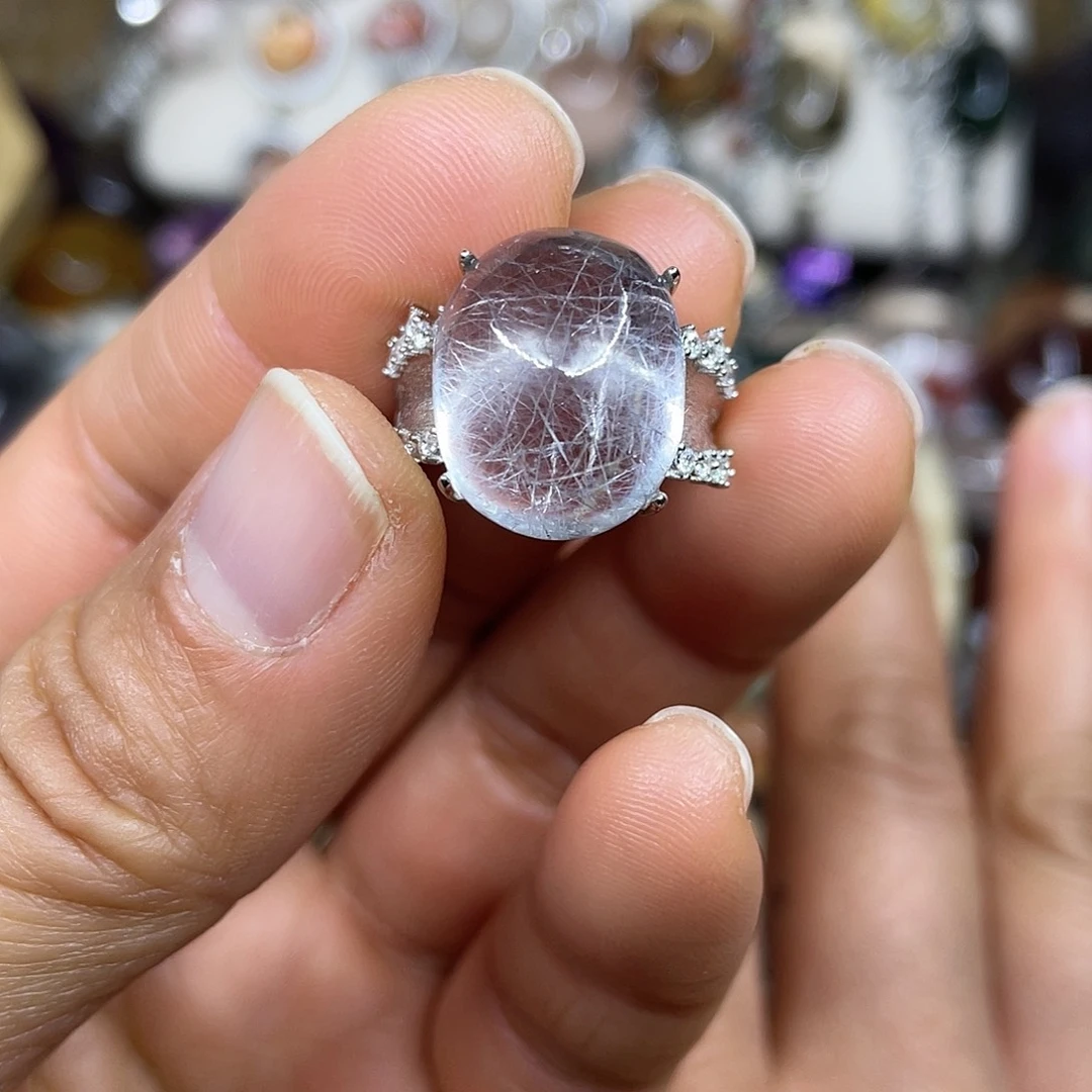 【闪购商品】银S925镶嵌珠宝半成品水晶戒指