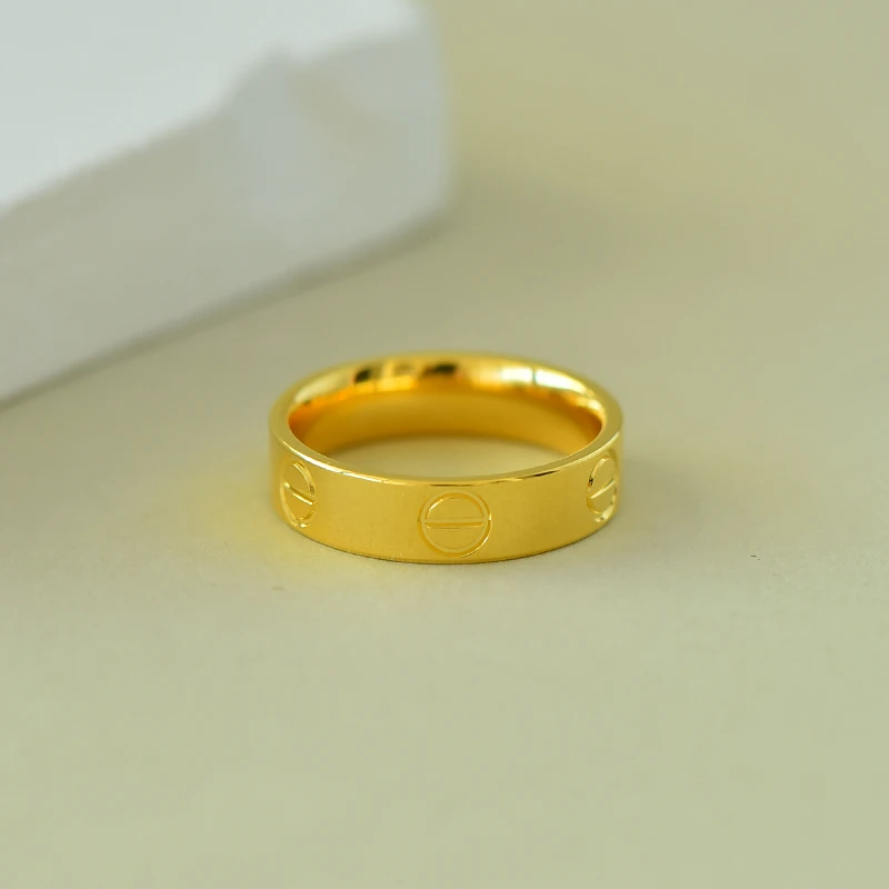 足银戒指 足银卡家经典一字戒指情侣窄版简约素圈古法单钻光面