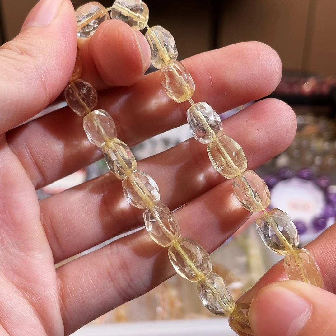 水晶手串未镶嵌钻切黄水晶8m